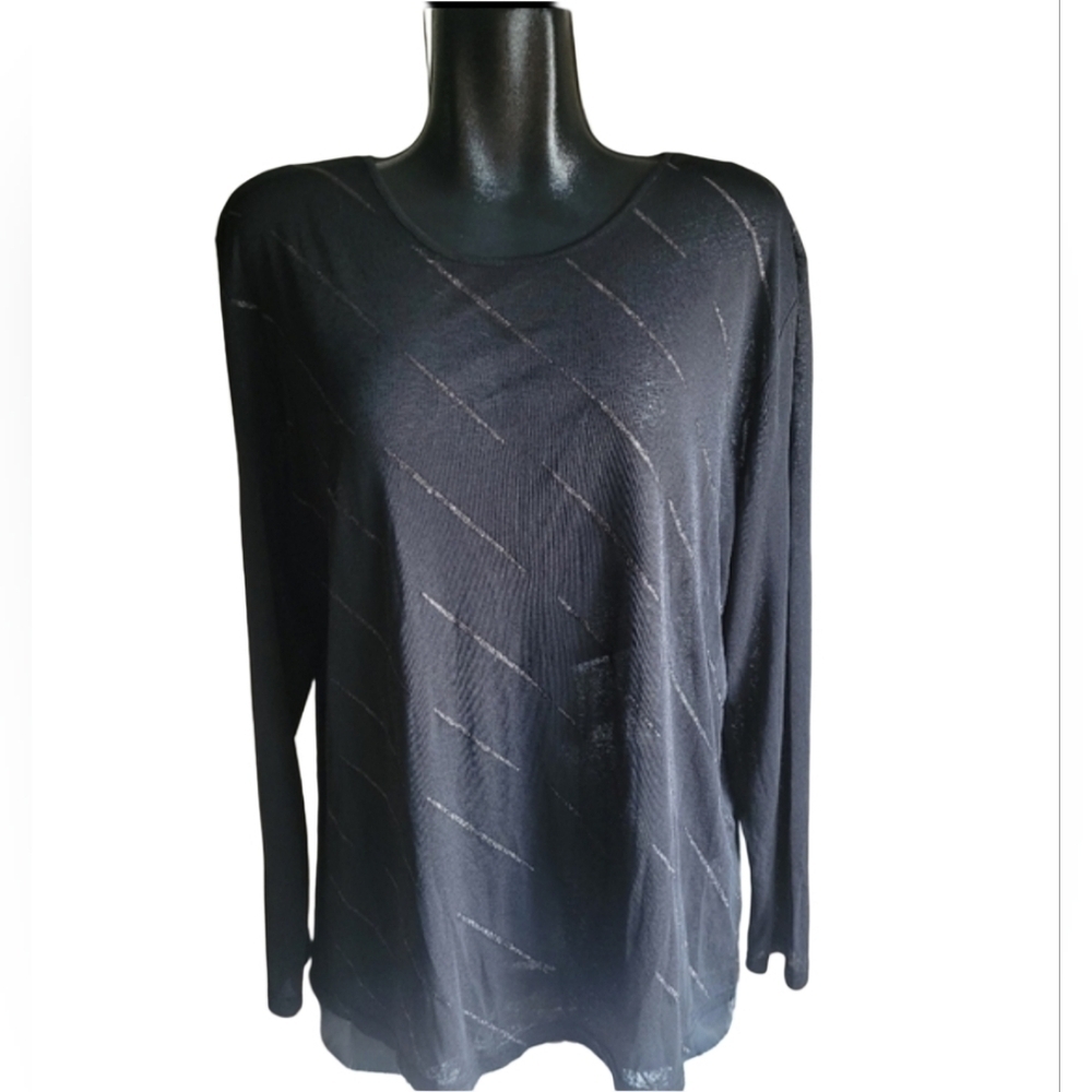Vitae Black Sheer Long Sleeve Blouse Size 2X